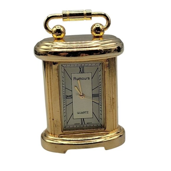 Rumours Mini Desk Quartz Clock Gold Tone Cute Gift Watch Lovers New Battery Runs - Picture 1 of 10